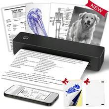 Inkless Portable Thermal Printer, Bluetooth Wireless A4 Printer With 1500mAh Battery, Supports Continuous & Single Thermal Paper, USB & Bluetooth Connection, Compatible With IOS/Android/Windows, Compact Design, Perfect For UK Business Trips, Travel - Black - View 1