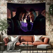 1 tapiz artístico de S pider-Verse Miles Morales y Hobie Brown - Decoración de pared de la Hermandad de Superhéroes para sala de estar, dormitorio o residencia estudiantil - Fondo genial para fiestas de cumpleaños de fanáticos de las películas, decoración para el hogar y la oficina, regalo para hombres y niños - Mural de pared estilo cyberpunk - Multicolor-a - Ver 6