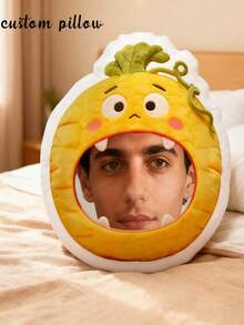 [Customized Product] 1pc Personalized Photo Pillow - 3D Printed Realistic Face And Body Design, Soft Home Decor Pillow, Ideal Gift For Family, Friends And Yourself, Christmas Gift, Thanksgiving Gift - Pineapple - View 4