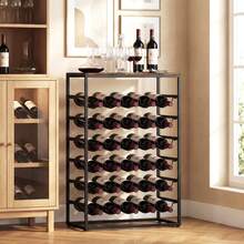 Adega de vinhos de 6 níveis para 30 garrafas com tampo em madeira, estilo industrial, 59x30x88,5 cm, marrom rústico - Castanho - Ver 7