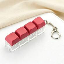 Unique Press The Button Keychain Unisex 3 Colors Non Luminous Decompression Fidget Trinket Boredom Gift Ornaments OHYE - Hot Pink - View 11