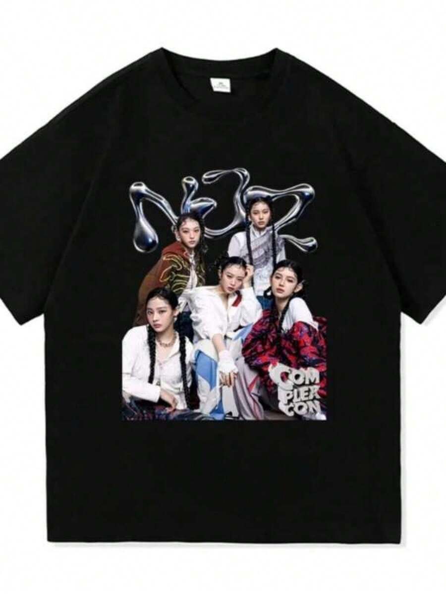 NJZ T Shirt Summer Fashion MenWomen Aesthetic Graphic Casual T-Shirt Unisex High Quality Cool Vintage Cotton Tees Shirtsblusas para mujer playeras de mujer vestidos casuales para mujer y2k playeras deportivas para mujer verano camisetas ropa de mujer Fashion Perfect For Daily - Negro - Ver 1