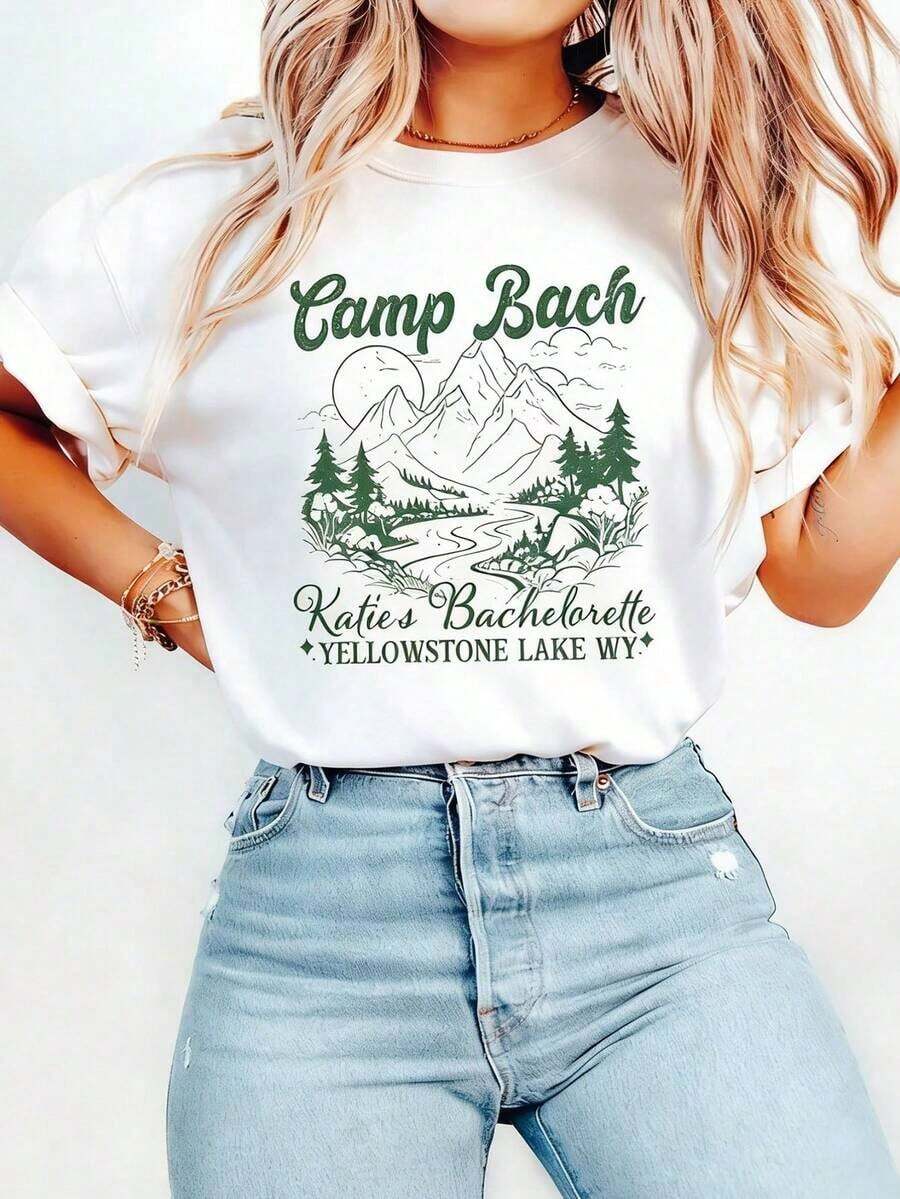 Camiseta Retro de Confort para Campamento de Solteras, Camiseta de Solteras para Acampar, Regalo para Novia de Montaña al Aire Libre, Camiseta para Fiesta Nupcial en el Lago, Camiseta para Senderismo de Solteras - Blanco - Ver 1