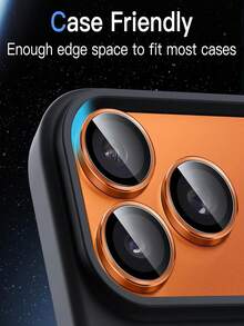 3pcs Orange Anti-Scratch High-Definition Single Lens Screen Protector, Suitable For IPhone 17 Pro Max/17 Pro/16/16 Plus/15 Pro/15 Pro Max/14 Pro/14 Pro Max. Super Hard 9H Tempered Metal Camera Lens Protector, Ultra-Thin Lens Rim, Precise Fit, Easy Installation, Comprehensive Scratch And Impact Protection, High Lens Coverage - Orange - View 6