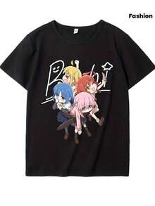 Camiseta BOCHI ROCK para hombre y mujer, moda de verano - Negro - Ver 1
