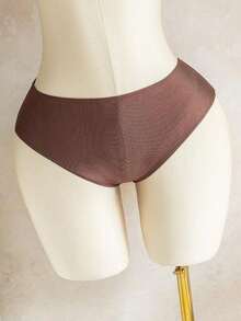 Conjunto de 3 piezas de vacaciones: Top con copas de concha, tirantes anchos y tela brillante; Pantalones de cintura alta con decoración de concha y metal; Bikini con falda cruzada - Multicolor - Ver 3