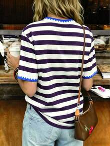 Camiseta casual de mujer con estampado de langosta / Bordado de concha / Casual diario / Verano - Multicolor 8 - Ver 2