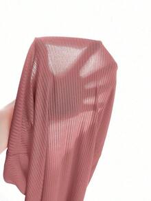 Vestido casual de mujer de unicolor, acanalado y ajustado sin mangas - Rosa vieja - Ver 4