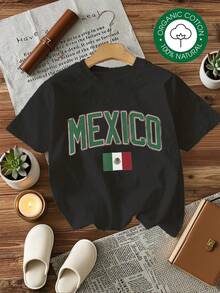 Camiseta de algodón suave para mujeres de talla grande MYNOVA C con estampado de la bandera de MÉXICO, regalo para amantes de los viajes, día de San Valentín, atuendo de moda, vestidos de mujer de verano, casual, perfecta para todas las estaciones, tallas S M L XL - Negro - Ver 2