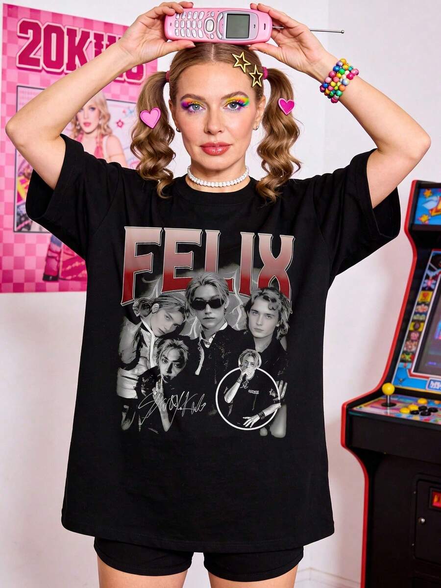 Camiseta de manga corta con cuello redondo suave y casual de verano para mujer, tops para salir, algodón, vintage, estilo callejero europeo y americano, casual deportivo, estilo unisex, estilo casual urbano, tops bonitos, Gen Z, curvas, ropa Y2K, camisetas divertidas, tops para damas, conjuntos de vacaciones para mujer, top lindo, camiseta gráfica, conjuntos de primavera, camisetas holgadas, ropa de calle retro, estilo de los 90, estilo de los 2000, subcultura, top negro, tops blancos, atuendo de fiesta de los 90. - Negro - Ver 1