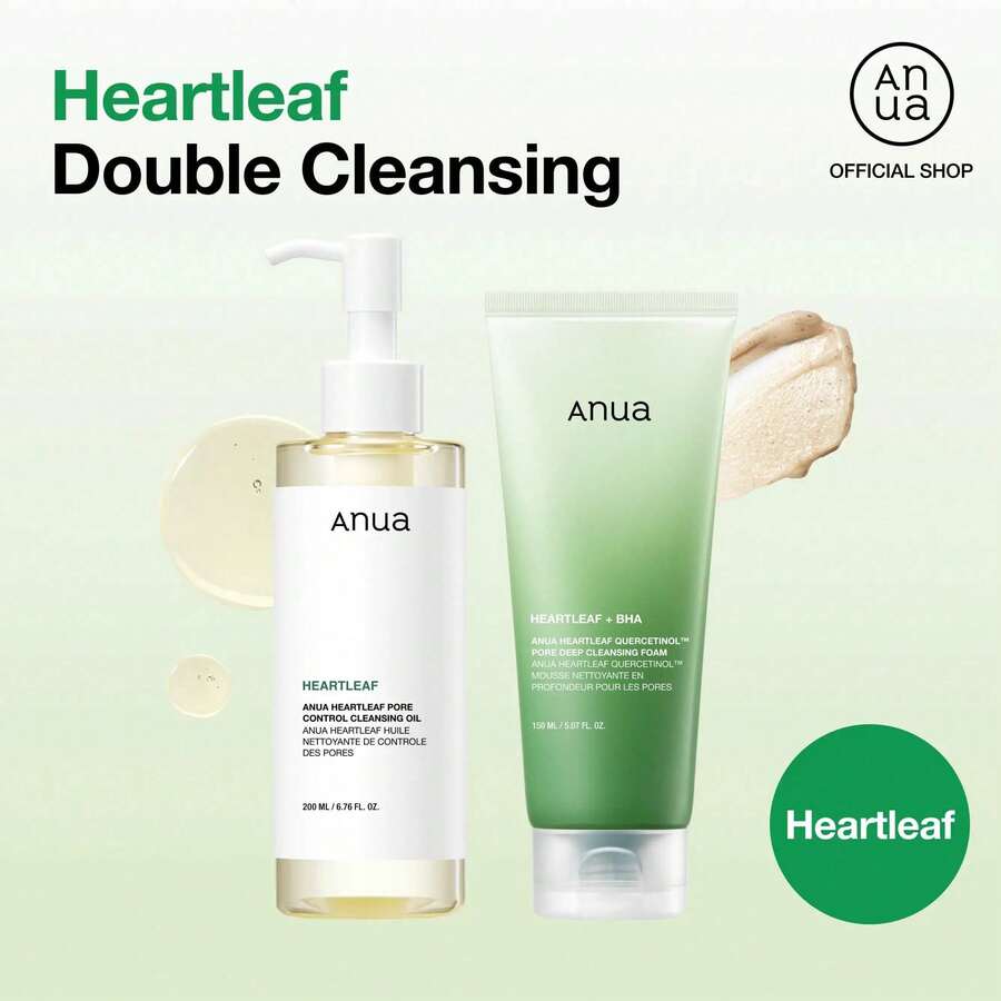 100M Viral Double Cleanser Duo |   Pore Cleansing Oil & Gentle Exfoliating Cleanser |   Korean Skincare Kit For Clear, Hydrated Skin Mild Heartleaf - Cặp đôi - Xem 1