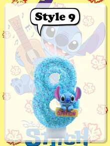 Disney 迪士尼《星际宝贝》渐变闪光数字生日蜡烛，每支闪亮的蜡烛顶端都饰有可爱的3D史迪奇玩偶，颜色由闪亮的蓝色渐变为柔和的粉色。这款蜡烛包含0-9所有数字，防滴漏、燃烧时间长，是主题生日蛋糕的完美之选，为您的庆祝活动增添神奇而怀旧的氛围。 - 多款 - 查看 17