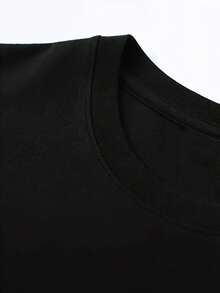 Women's Casual Cotton Crew Neck T-Shirts, "I'M LITERALLY JUST A GIRL" Print T-Shirt, 100% Cotton, Casual Fit, Women's T-Shirt, Summer And Spring Fashion, Simple T-Shirt For Everyday Wear. - 黑色 - 查看 4