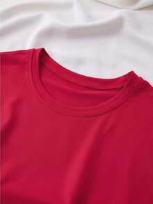 Short Sleeve T-Shirt For Mother's Day, "Mom's Life" Print, Round Neck, Casual Summer T-Shirt, Women's Clothing - [紅色的] - 查看 3