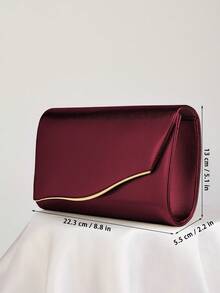 REMANLAND Luxury PU Solid Color New Women's Clutch Bag, Fashionable Flap Party Evening Bag, Perfect Wallet Design With Hidden Card Slots And Detachable Metal Chain Strap, Suitable For Party, Banquet, Gathering, Wedding And Other Occasions - Burgundy - View 4