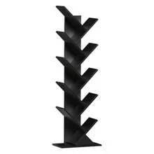 SHEEPAM Estantería de 10 niveles en forma de árbol, estante de madera para espacios estrechos, organizador de almacenamiento para libros/CDs/revistas, librero con estantes para oficina en casa, sala - negro Misterioso Negro - Ver 8