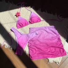 Nuevo en stock: Traje de baño sexy de tres piezas con degradado para mujer, bikini. - Conjunto de tres piezas rosa 9337 - Ver 9
