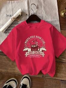 Talla Grande, Blusa de Cuello Redondo Oversize para Mujer - Top Casual de Manga Corta y Corte Holgado, Adecuada para Primavera y Verano, Ropa Casual, Transición de Oficina a Casual - Blusa Transpirable y Cómoda - Rojo - Ver 6