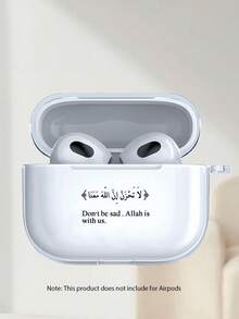 1pc Arabic Letter Pattern Transparent Earphone Case, Fashionable And Versatile, Suitable For AirPods2/3/4/Pro/Pro2/Pro3, Suitable As Birthday Gift For Family, Friends And Yourself - Clear - View 3
