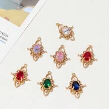 5pcs Colorful Zirconia Lace Edged Pendant, Vintage Style DIY Jewelry Findings For Bracelet, Necklace, Earrings - Multicolor - View 10
