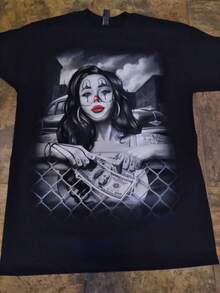 Camiseta de mujer con estampado de moda, cómoda camiseta casual de manga corta, tela confortable adecuada para todas las estaciones, lavable a máquina, ideal como regalo para diversas ocasiones, camiseta casual de estilo deportivo con cuello redondo y a la moda.camisas de mujer sudaderas para mujer sueter blusa casual mujer verano vestidos de graduación - Negro - Ver 6