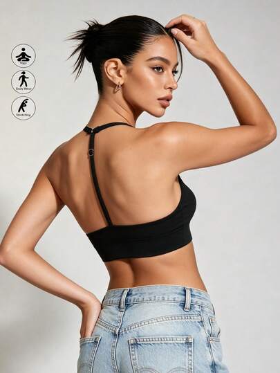 Runway Rest Women's Comfortable Breathable Halter Sexy Backless Y-Shape Yoga Sports Bra