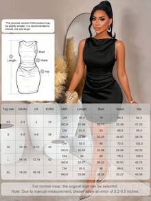 AIJ Vestido corto de satén de línea A con hombros abiertos, volantes en la cintura y unicolor negro para mujeres, ideal para citas, reuniones y fiestas de verano, elegante - Negro - Ver 3