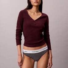 Calvin Klein Calvinklein Icon Cotton Modal Thong Underwear  Women  Panties  100% Cotton Fully Lined Gusset QF8518 - Stencil Heart / Dark Berry - 查看 3
