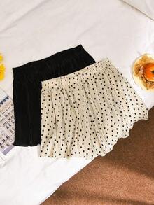 Shorts plisados de talla grande de verano con estampado de leopardo y unicolor - Multicolor 5 - Ver 4