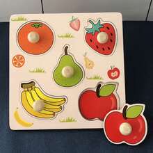 1pc Cartoon Wooden Puzzle Toy, Shape Matching Board, 3D Puzzle Cognitive Game, Fruit, Animal, Vehicle Patterns, Vibrant Colors, Montessori Educational Toy, Suitable For Preschoolers, Students, Teachers - Apricot - View 15