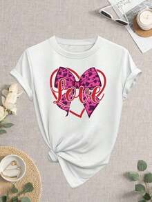 Conjunto de3Three styles camiseta de mujer a 2026, camiseta para parejas, conjunto de camisetas para parejas, camisetas en blanco y negro, adecuadas para uso diario y de fin de semana, estampado moderno, lavables a máquina, ropa de primavera y verano, diseño de corazón, cómodas y transpirables, ropa para actividades al aire libre. - Blanco - Ver 3