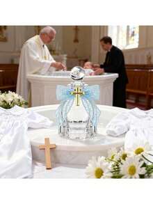 12 peças/Conjunto Garrafas de Água Benta Católica, Recipientes de Vidro Transparente de 50ml com Emblema da Cruz, Laço de Renda, Saco de Organza, Adequado para Comunhão, Batismo, Casamento e Outras Ocasiões (Azul) - Multicolorido - Visão 14