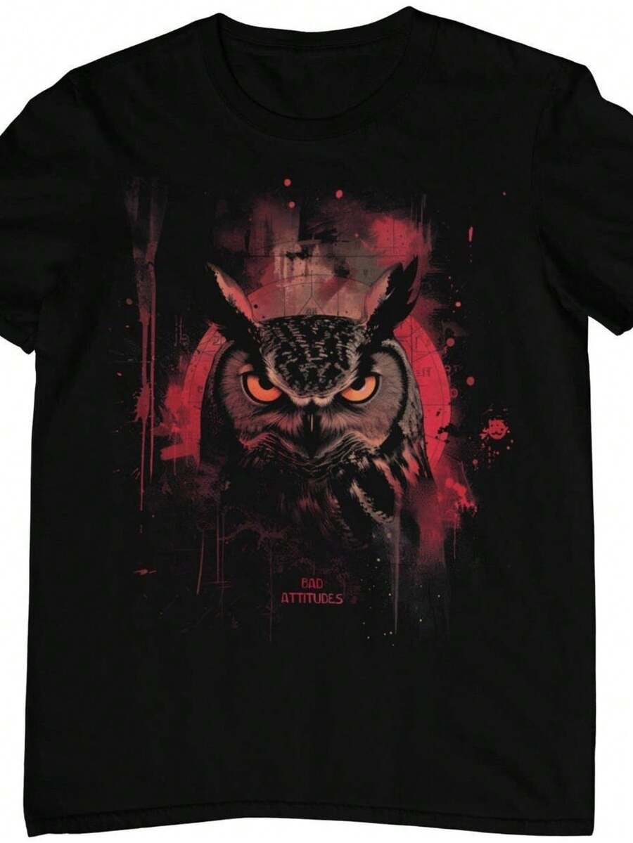 Camiseta gótica Eule, arte oscuro, grunge, estética pagana gótica, fantasía, Uhu UniS1ex, color negro, algodón orgánico, tallas S a 5XL. Camiseta UniS1ex de algodón puro de 220 g, peso ideal para todas las estaciones, apta tanto para hombres como para mujeres. Tejido duradero de alta calidad, suave al tacto y de larga duración. Prenda transpirable, ideal para el otoño y las vacaciones. - Negro - Ver 1