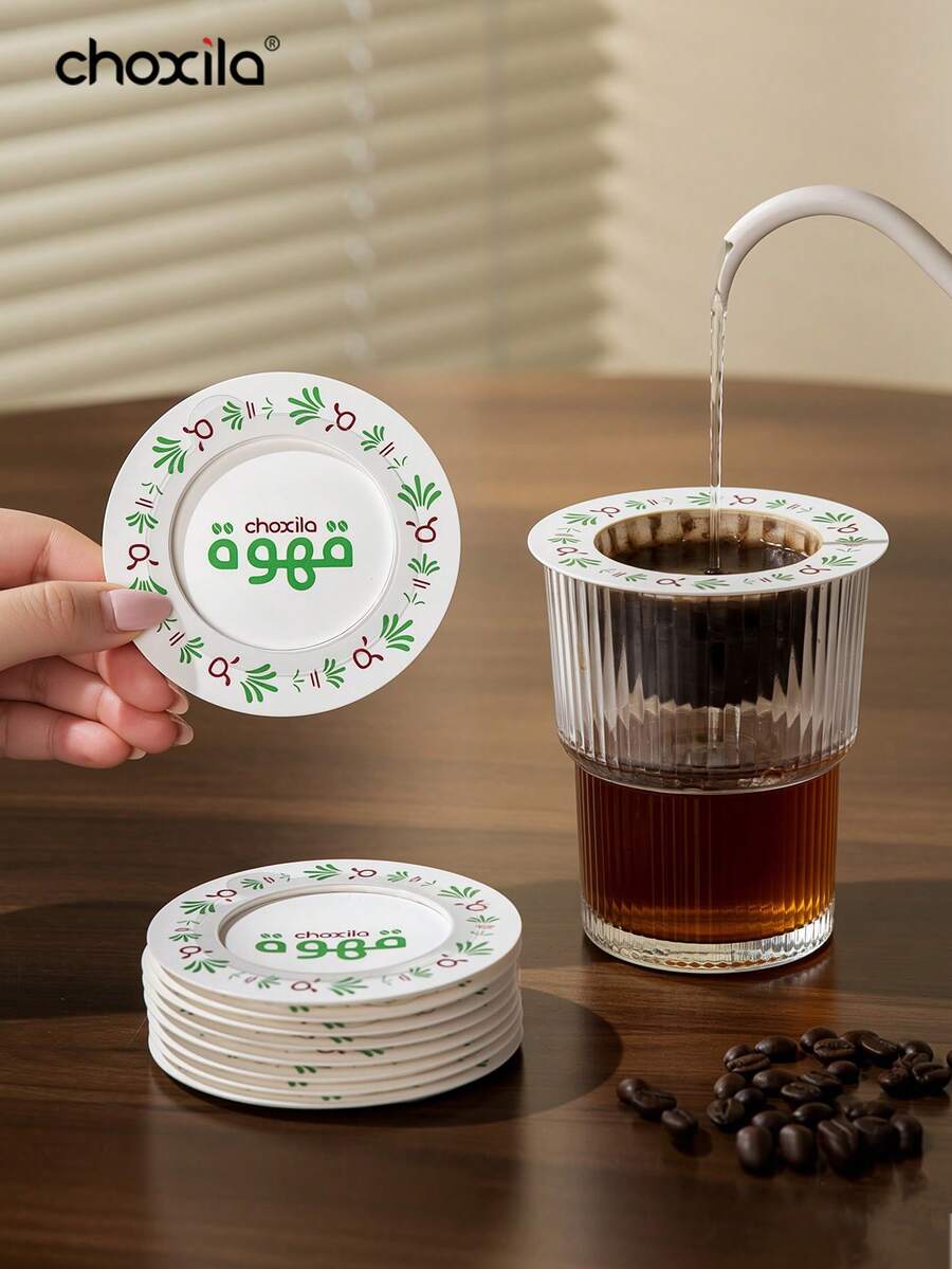 choxila 10/30/50pcs Middle Eastern Pattern UFO Coffee Filter Papers, Disposable Hand Drip Coffee Filters With Traditional Prints, Suitable For Home, Office, Travel And Specialty Coffee Enthusiasts