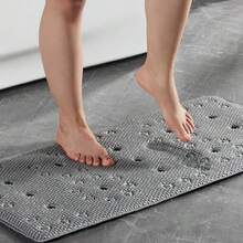Webos - Tapete antideslizante para tina de espuma de  suave para tina, adecuado para ancianos y niños, extragrande, 17 x 36 pulgadas, con agujeros de drenaje y ventosas, tina de masaje y alfombrilla de ducha para baño gris oscuro - gris oscuro - Ver 1