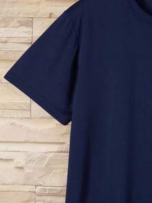 Camiseta con estampado de letras para mujer, camiseta de manga corta con cuello redondo suelto para el verano, barata y asequible - azul real - Ver 4