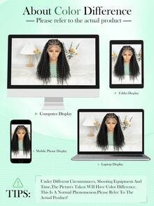 A ANYTIME 200% Density Full Lace Braided Wig, Long Wavy Braided Hairpiece With Lace Edging, Suitable For Daily Wear And Workplace, Halloween - Black - View 10