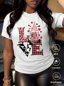 180g, fabricado en México, camiseta de manga corta de la colección Primavera-Verano 2025, con estampado navideño de personajes animados, diseño para parejas, apta para usar por dentro o por fuera, estilo casual de oficina, cuello redondo, disponible para hombres y mujeres, prenda individual. - Blanco - Ver 6