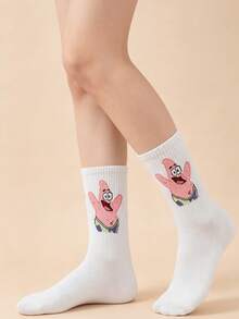SpongeBob SquarePants 4 Pairs Women's Fun Personalized Cartoon Cute Mid-Calf Socks,All-Season,Comfortable,Rich Colors,Suitable For Daily Wear - Multicolor - View 2