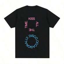 Camiseta de Viaje Casual Disco Kiss All Time de Harry Style, Verano 2026, Camisetas de Lujo para Hombre y Mujer Ropa deportiva estilo Y2K, cuello redondo, 100% algodón, tejido suave, manga corta. - Negro - Ver 6
