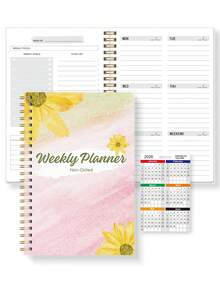 52-Week Daily Weekly Planner Notebook, A5 Minimalist Weekly Planning Journal For Productivity And Daily Organization, Back To School Office Supplies - Yellow - View 9