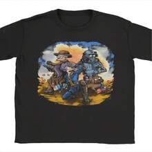 Camiseta femenina con estampado del videojuego Fallout, camiseta con personaje postapocalíptico, suave y transpirable, imprescindible para las jugadoras. - Negro - Ver 2