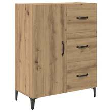 Aparador vidaXL de roble macizo, hecho a mano, 69,5 x 34 x 90 cm, madera contrachapada. - Multicolor - Ver 2