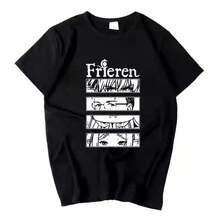 Camiseta de anime Frieren: Beyond Journey's End |       Diseño de Arte de Líneas Minimalista en Fondo Negro |       Corte holgado unisex |       Tallas S-3XL |       Ideal para Fanáticos de la Fantasía y Eventos de Anime |       Ropa Cómoda y Duradera - Negro - Ver 5