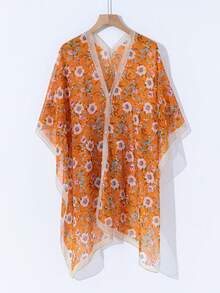 1pc New Arrival Summer Versatile Ditsy Floral Design Large Shawl, Multipurpose Daily Wear - Multicolor - View 18