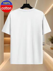 Limited Edition, Men's Short Sleeve T-Shirt, 100% Cotton, Simple And Elegant Regular Fit, Crew Neck, Cotton Fabric For Comfortable Wear, Can Be Used As A Holiday Gift, Lightweight Cotton - 白色 - 查看 2
