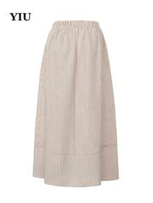Đầm maxi dáng chữ A kẻ sọc kaki YIU dành cho nữ, chất liệu sợi polyester, có túi, không co giãn, phù hợp cho các dịp hàng ngày, thường nhật, công sở, du lịch và hẹn hò. - Màu Khaki - Xem 5