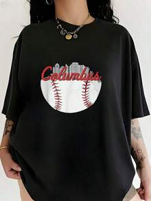 Camia retro vintage de béisbol con paisaje urbano de Columbus Skyline, ropa de mujer, camias gráficas, elección de las damas, tops cortos para mujeres, atuendos de verano para mujeres, tops de verano, camia Ideal para regalar. Camisetas para mujer, camisetas para hombre, camisas > Elegantes. Estilo bohemio. Blusas suaves, transpirables y cómodas para mujer, ideales para primavera, verano y otoño, perfectas para vacaciones, viajes y uso diario, y para ver partidos. - Negro - Ver 7