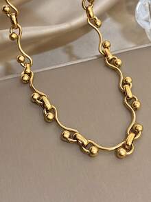 Luxury Vintage Golden Y-Shaped Necklace, Layered Chain With Openwork Circle & Compass Dial, Summer Beach Boho Mom Gift, Daily Party Birthday Valentine - Multicolor 2 - View 1