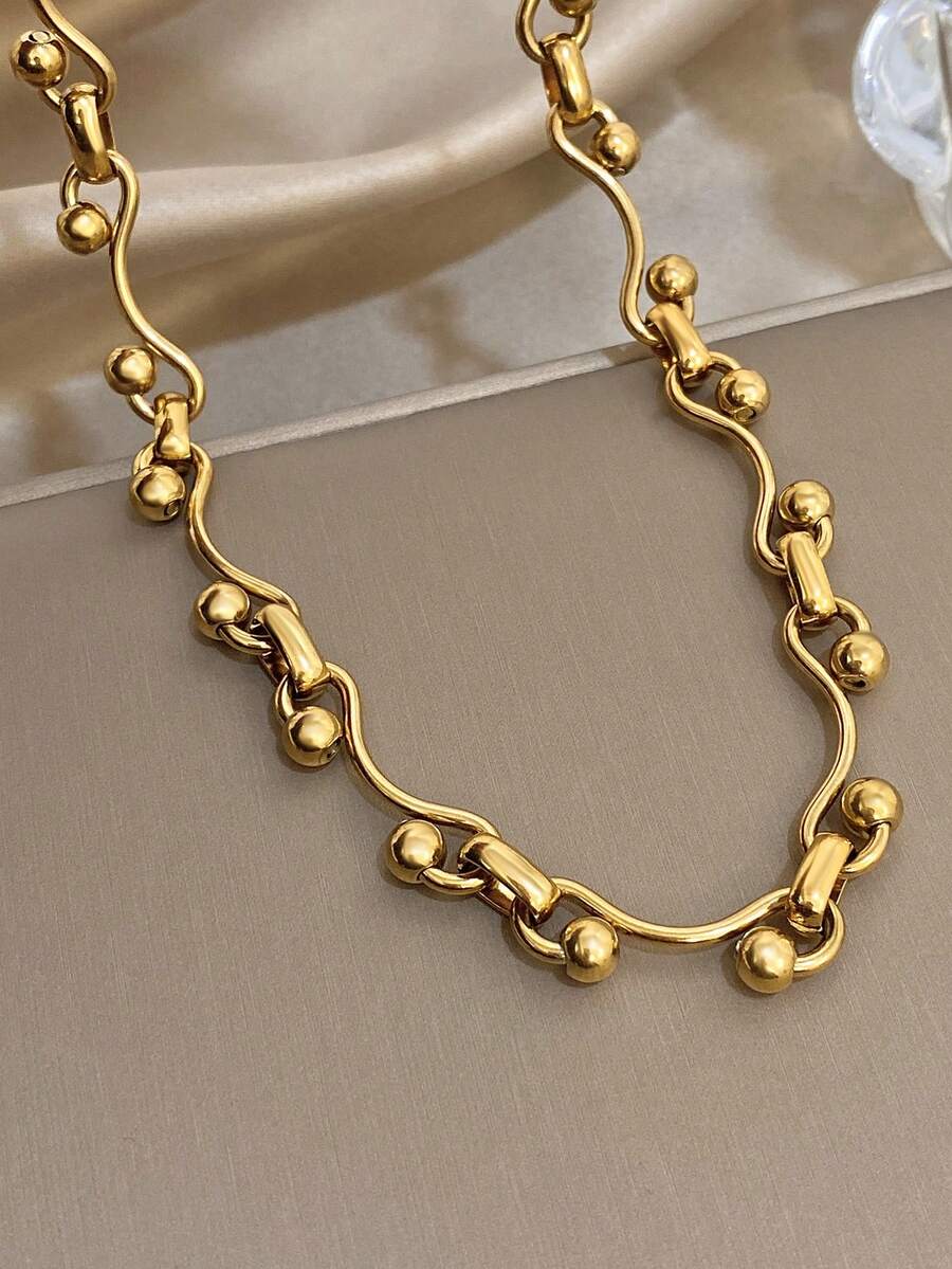 Luxury Vintage Golden Y-Shaped Necklace, Layered Chain With Openwork Circle & Compass Dial, Summer Beach Boho Mom Gift, Daily Party Birthday Valentine - Multicolor 2 - View 1